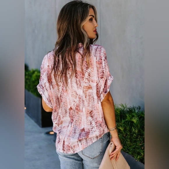 #9 Plus Size Light Pink Toss and Tumble Short Sleeve Pocket Top - Picture 6 of 9